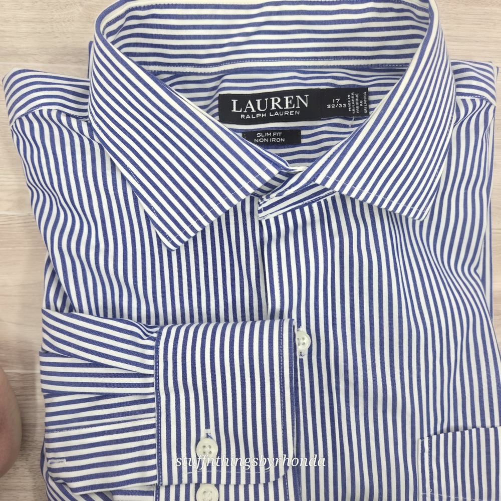 Lauren Ralph Lauren Men's 17 32/33 Long-Sleeve Slim Non-Iron Black Label